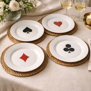 Indigo Playing Card Dessert Plates Set of 4